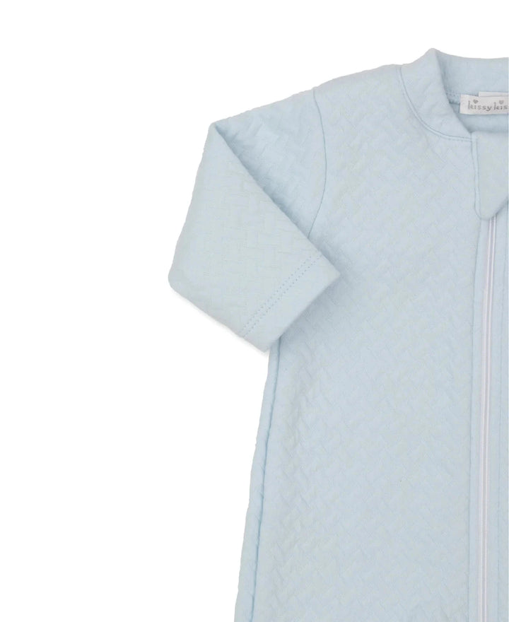 Classic Jacquard Zip Footie - Light Blue Boy Footie Kissy Kissy 