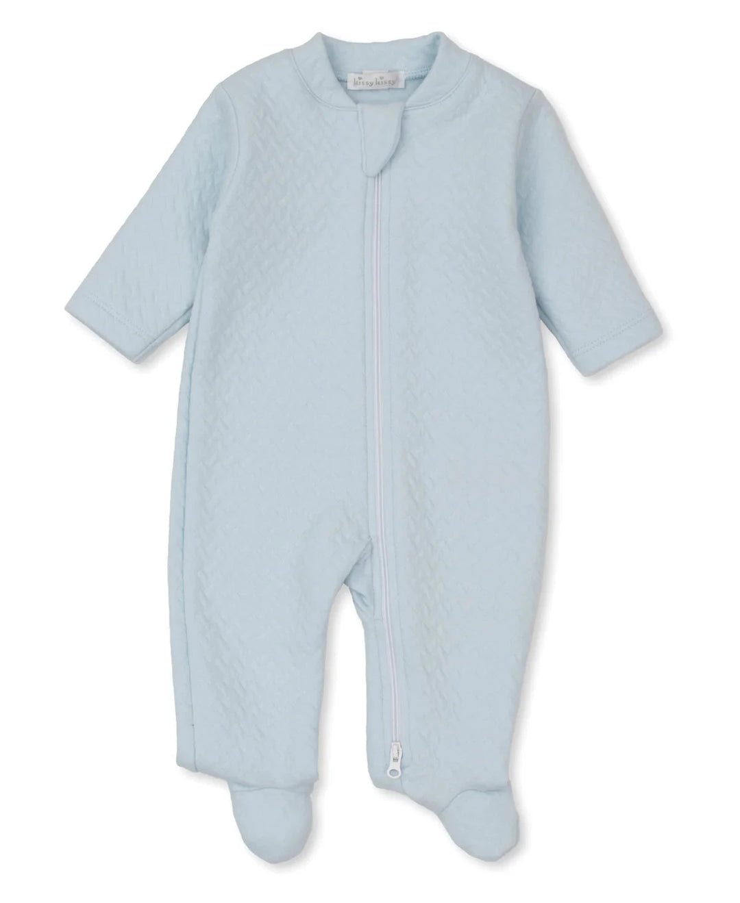 Classic Jacquard Zip Footie - Light Blue Boy Footie Kissy Kissy 