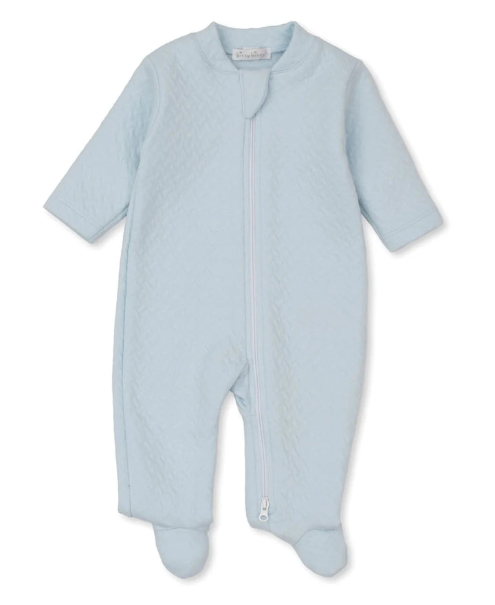 Classic Jacquard Zip Footie - Light Blue Boy Footie Kissy Kissy 