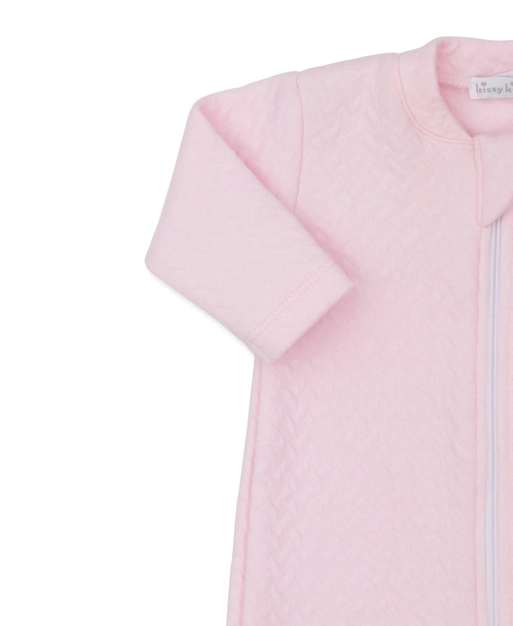 Classic Jacquard Zip Footie - Pink Girl Footie Kissy Kissy 