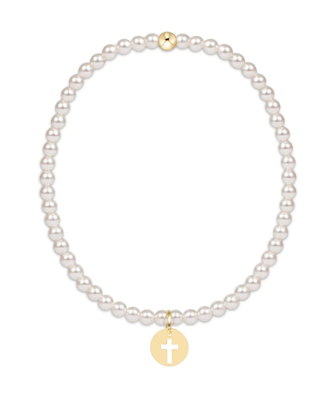 Classic Pearl 3mm Bracelet - Blessed Gold Disc Womens Bracelet ENewton 