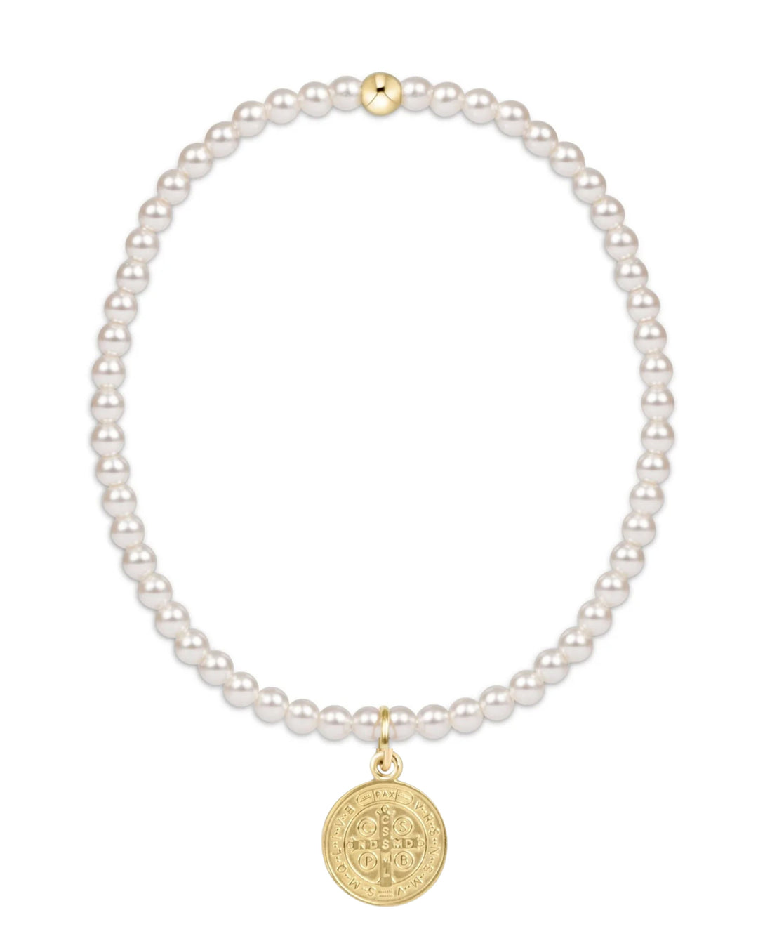 Classic Pearl 3mm Bracelet - Blessing Gold Disc Womens Bracelet ENewton 