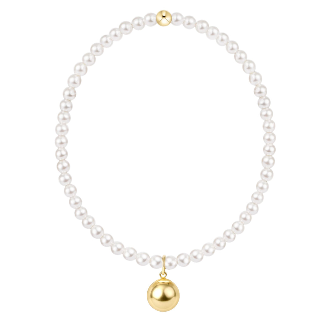 Classic Pearl 3mm Bracelet - Classic Gold 10mm Charm Womens Bracelet ENewton 