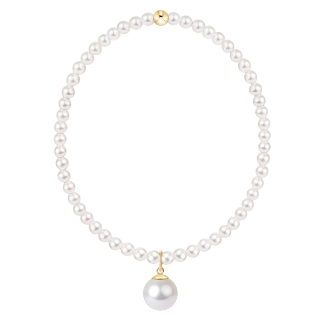 Classic Pearl 3mm Bracelet - Classic Pearl 10mm Charm Womens Bracelet ENewton 
