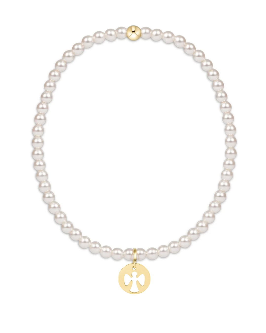 Classic Pearl 3mm Bracelet - Guardian Angel Gold Disc Womens Bracelet ENewton 