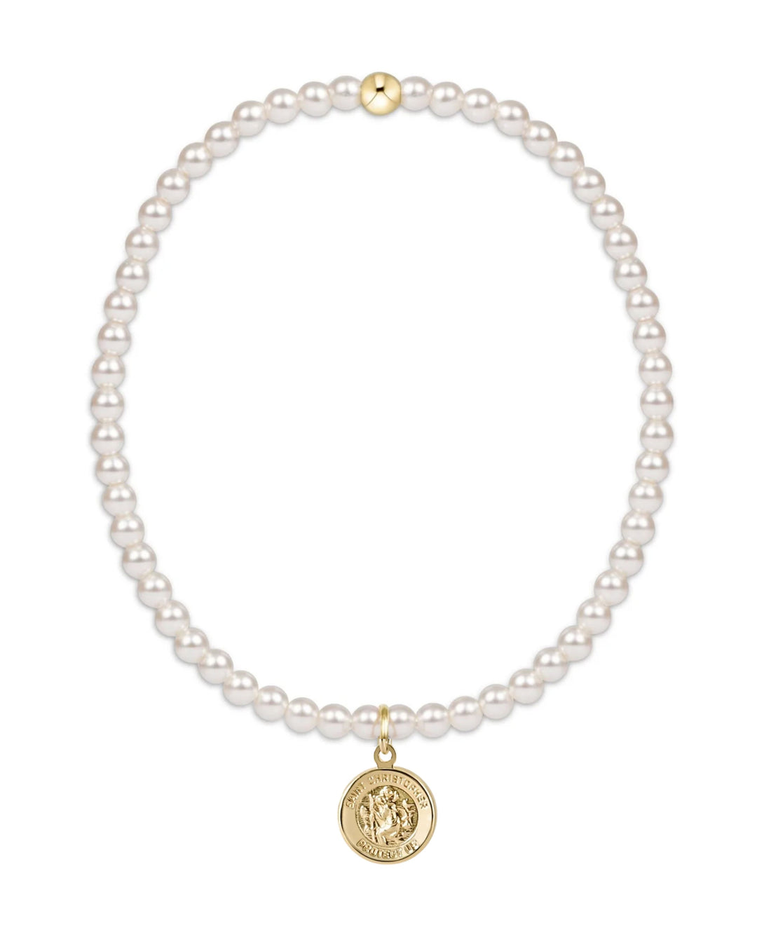 Classic Pearl 3mm Bracelet - Protection Gold Disc Womens Bracelet ENewton 