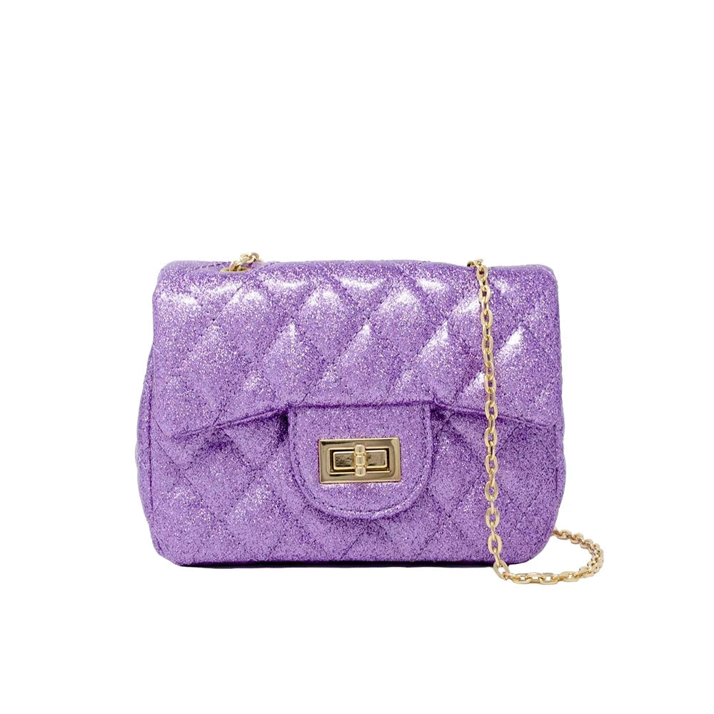 Classic Quilted Sparkle Mini Bag - Purple Girl Purse Tiny Treats and Zomi Gems 