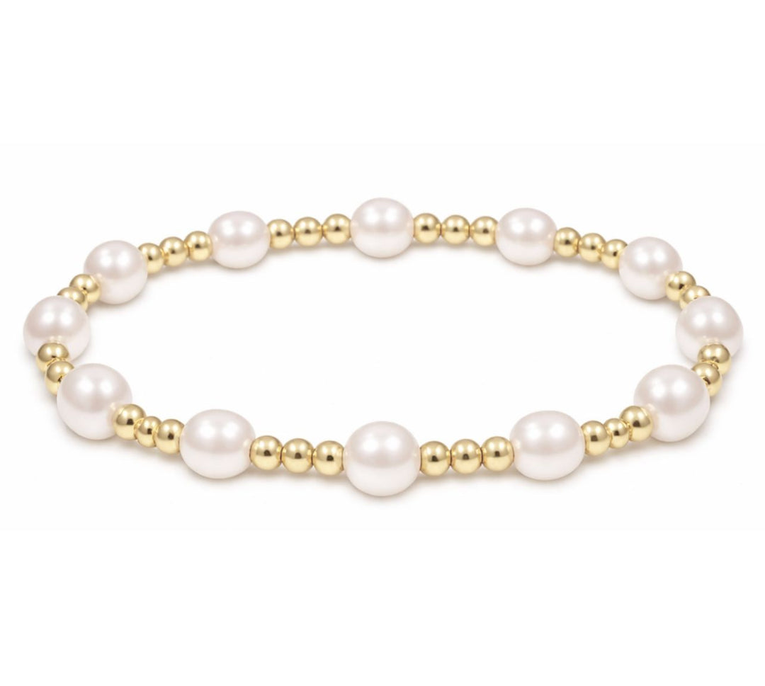 Classic Sincerity Pattern Bead Bracelet - Pearl Womens Bracelet ENewton 6mm 