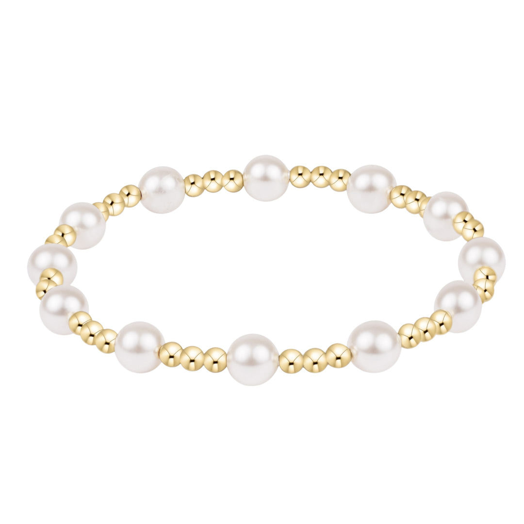 Classic Sincerity Pattern Bead Bracelet - Pearl Womens Bracelet ENewton 6mm 