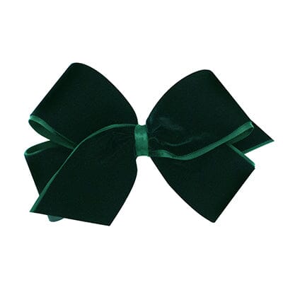 Classic Velvet Bow with Satin Lining - Small King Hair Bow WeeOnes Forest Green 