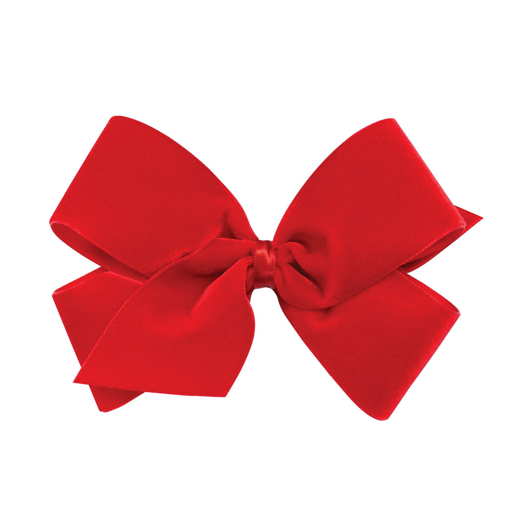 Classic Velvet Bow with Satin Lining - Small King Hair Bow WeeOnes Red 