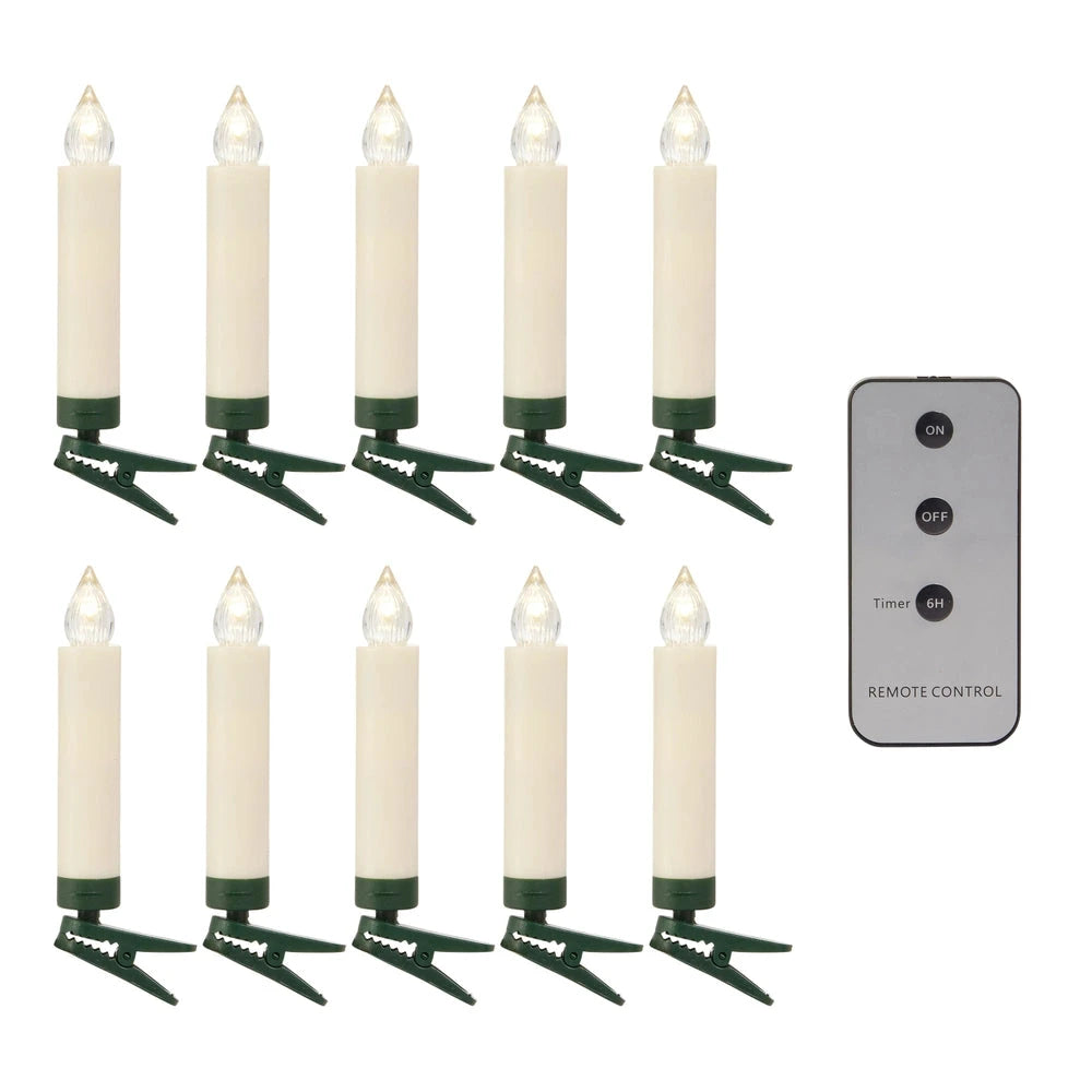 Clip-On Ivory Bulb Candles with Remote Electric candle RAZ 