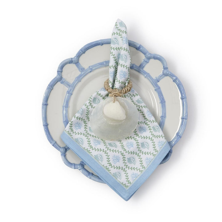 Coastal Block Print Cloth Napkins - Set of 4 Dinner Napkins Two's Company 
