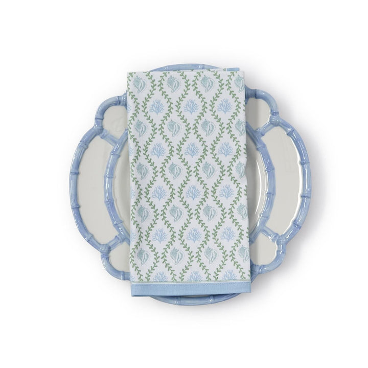 Coastal Block Print Cloth Napkins - Set of 4 Dinner Napkins Two's Company 