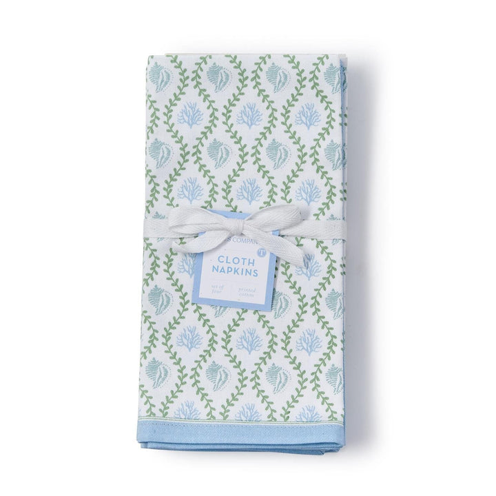 Coastal Block Print Cloth Napkins - Set of 4 Dinner Napkins Two's Company 