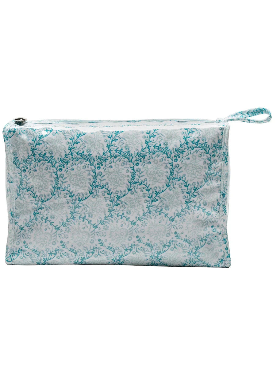 Coated Cosmetic Bags - Aqua Trellis Cosmetic/Accessories Bags Jacaranda Living Box 