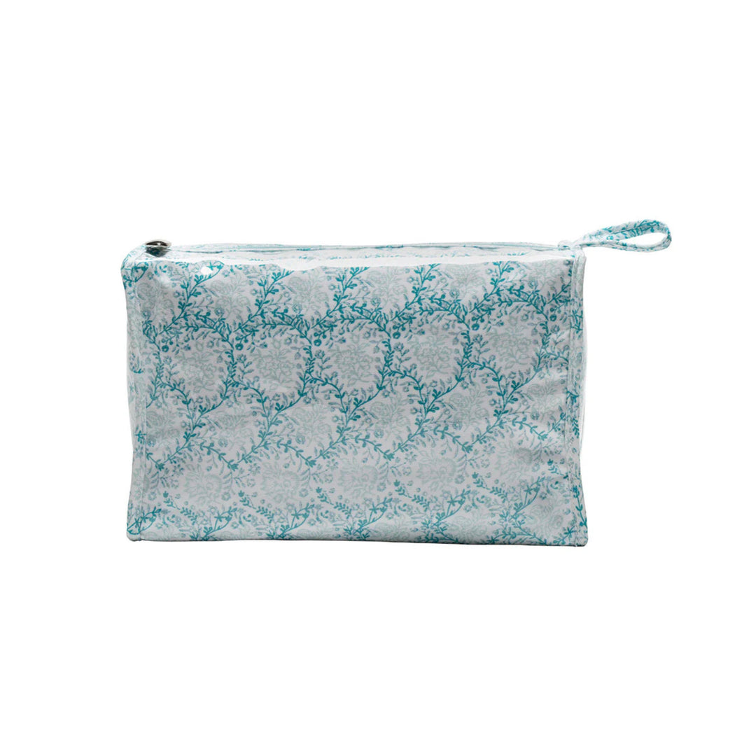 Coated Cosmetic Bags - Aqua Trellis Cosmetic/Accessories Bags Jacaranda Living Box 