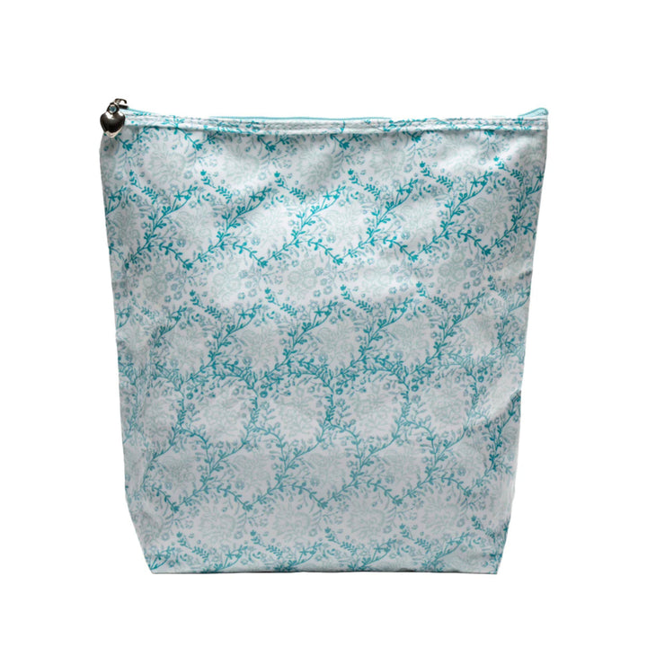 Coated Cosmetic Bags - Aqua Trellis Cosmetic/Accessories Bags Jacaranda Living Large 