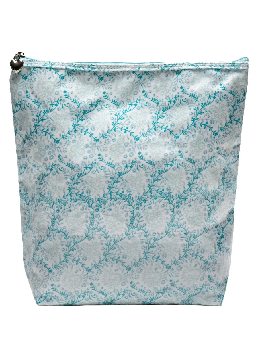 Coated Cosmetic Bags - Aqua Trellis Cosmetic/Accessories Bags Jacaranda Living Large 