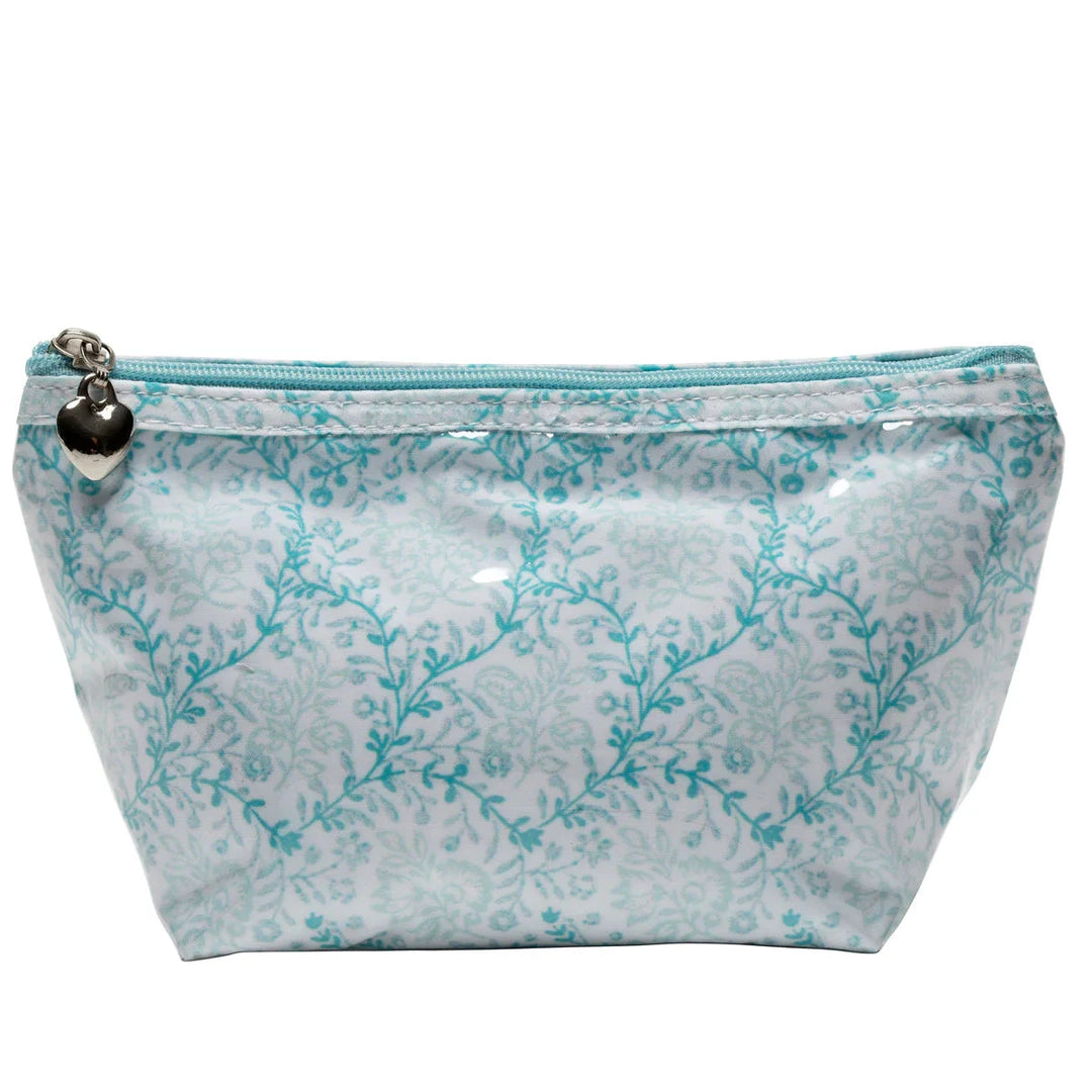 Coated Cosmetic Bags - Aqua Trellis Cosmetic/Accessories Bags Jacaranda Living Small 