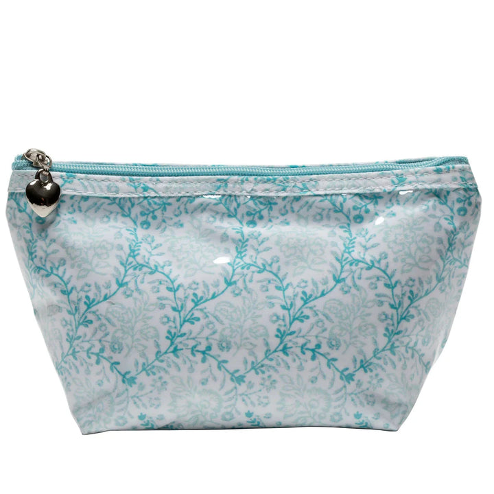 Coated Cosmetic Bags - Aqua Trellis Cosmetic/Accessories Bags Jacaranda Living Small 