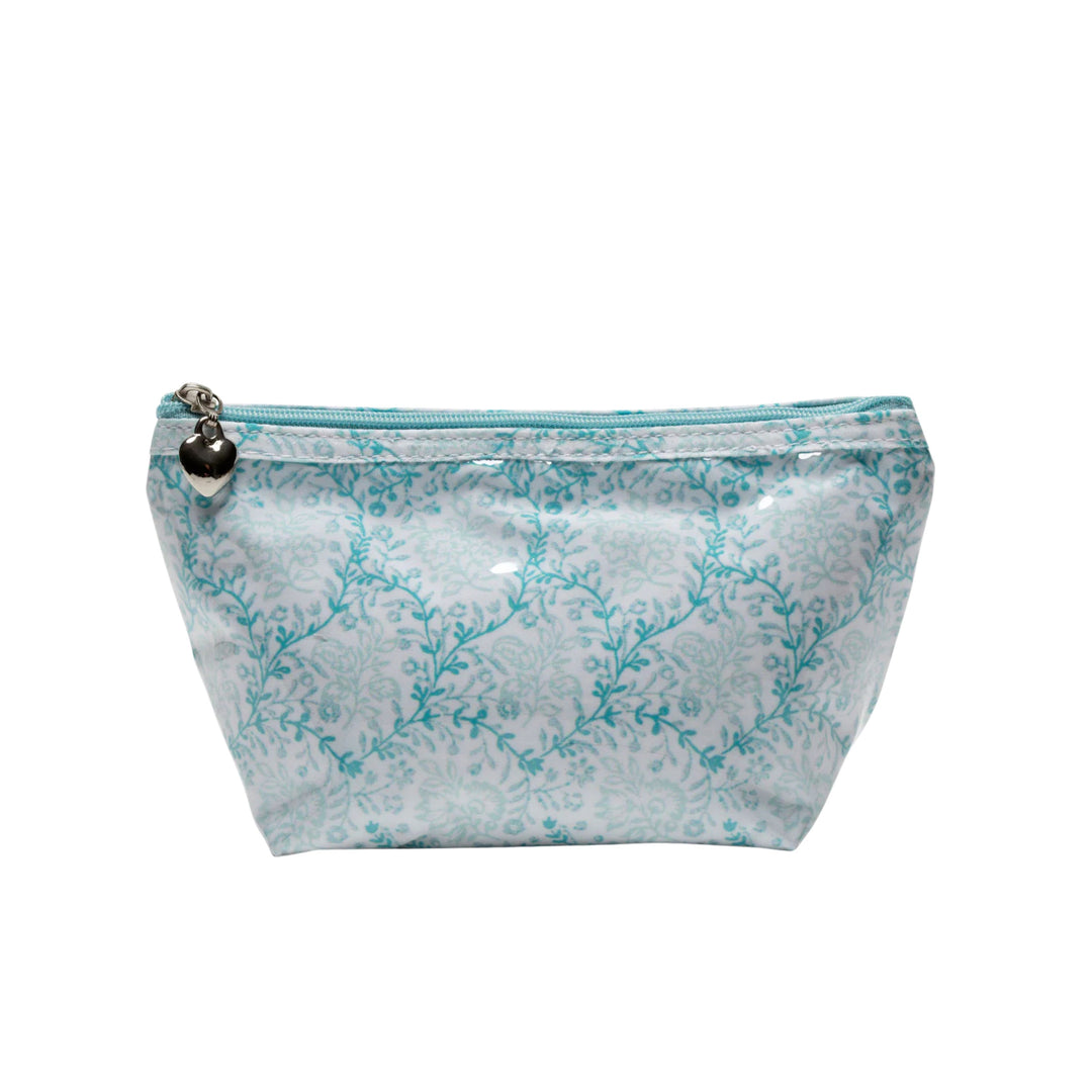 Coated Cosmetic Bags - Aqua Trellis Cosmetic/Accessories Bags Jacaranda Living Small 
