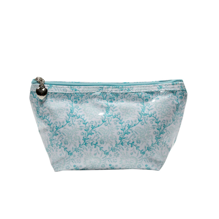 Coated Cosmetic Bags - Aqua Trellis Cosmetic/Accessories Bags Jacaranda Living Small 