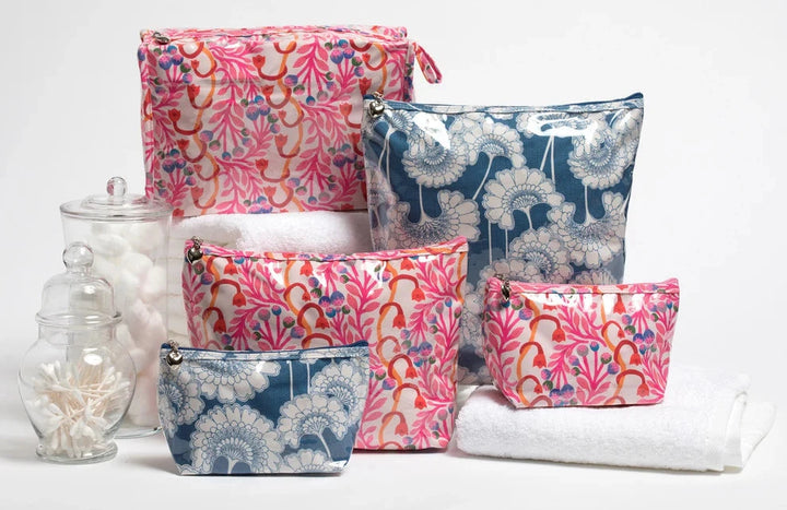 Coated Cosmetic Bags - Blue Fans Cosmetic/Accessories Bags Jacaranda Living 