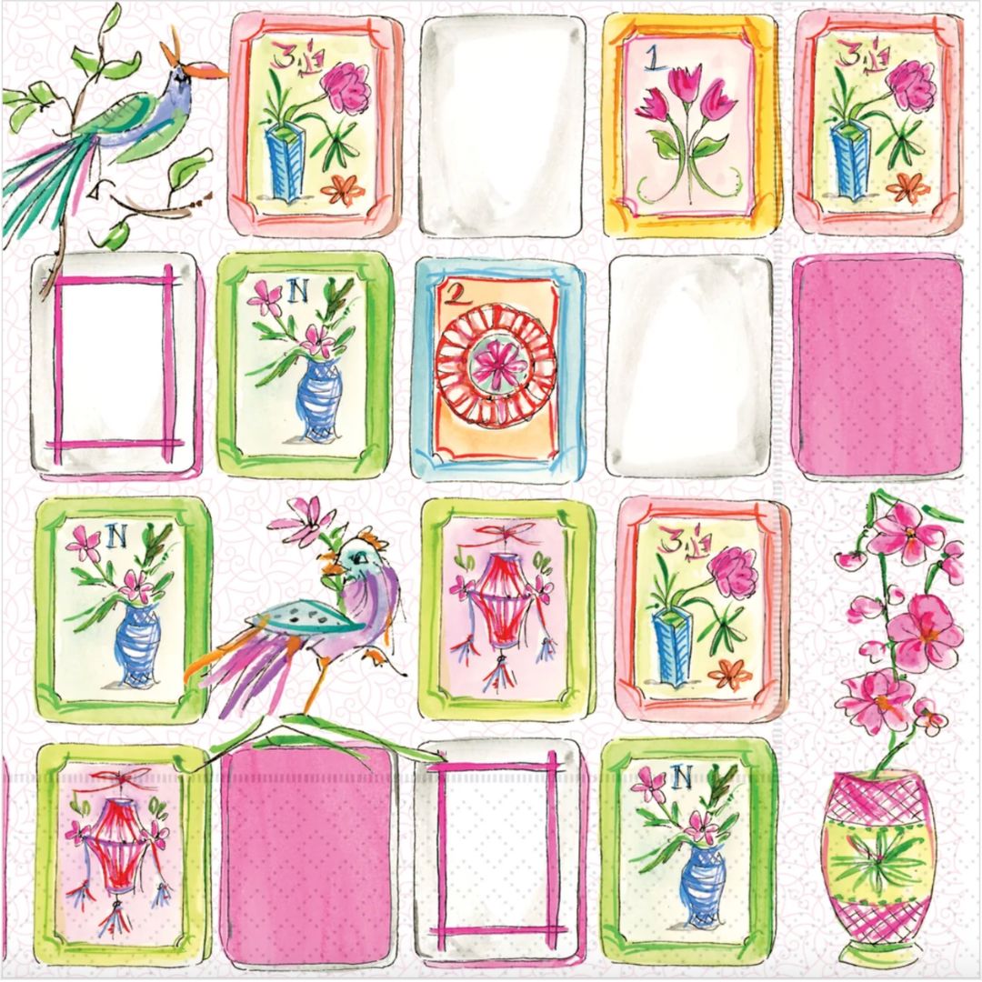 Cocktail Napkins - Pink Mahjong Cocktail Napkins Boston International 