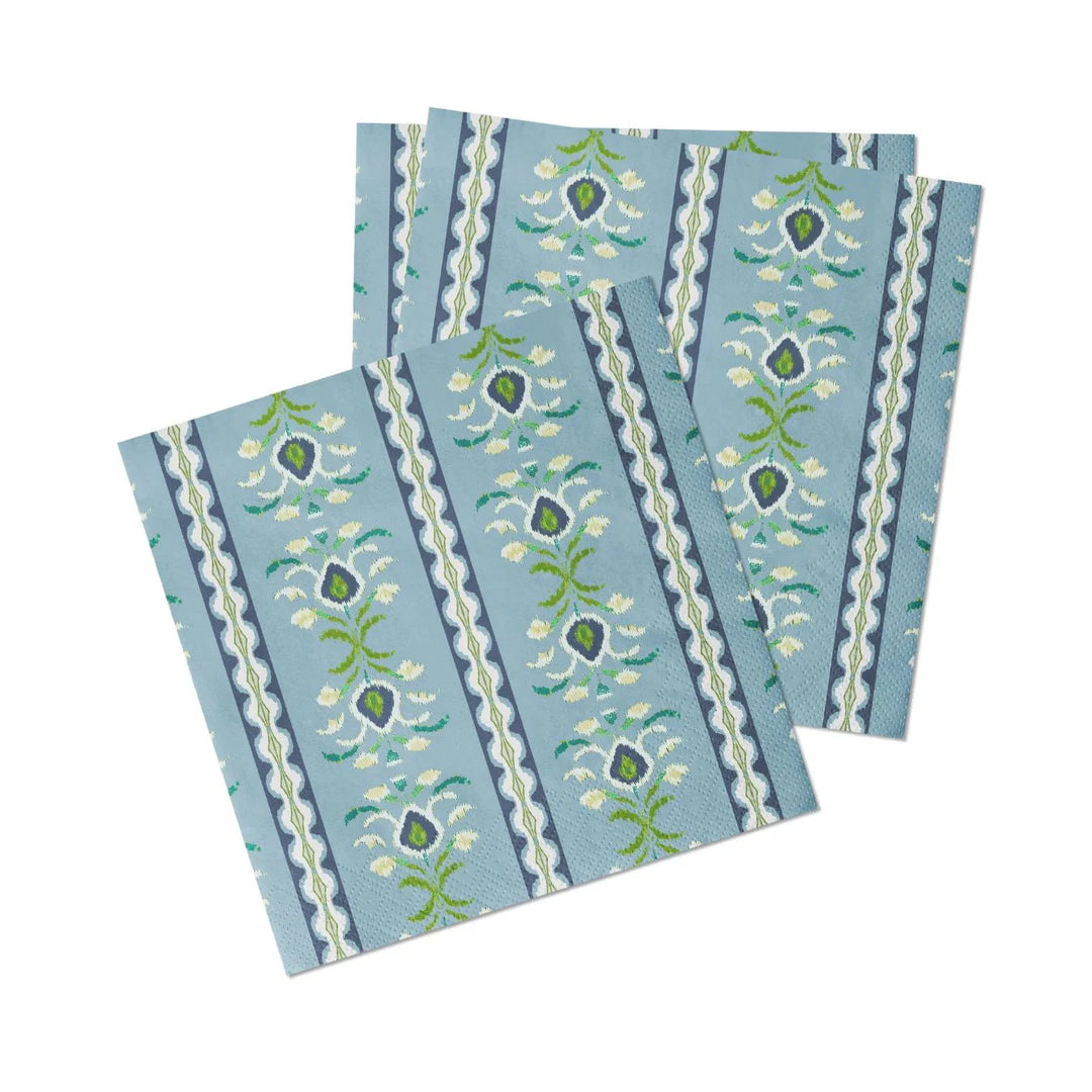 Cocktail Napkins- Rosemary Stripe French Blue Cocktail Napkins Laura Park Design 