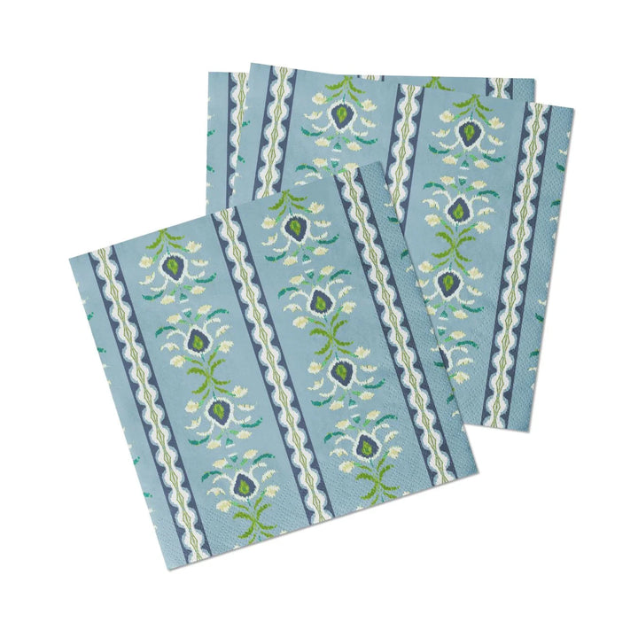 Cocktail Napkins- Rosemary Stripe French Blue Cocktail Napkins Laura Park Design 