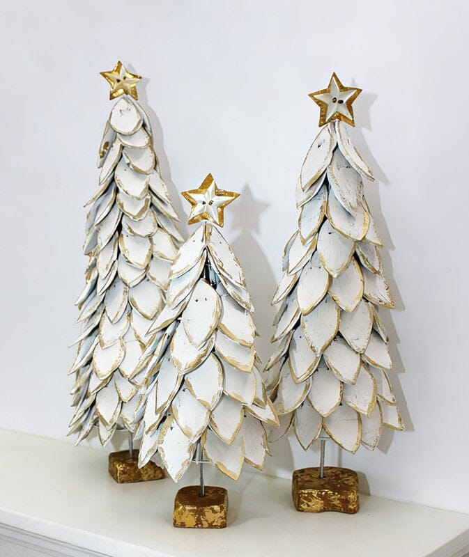 Coconut Christmas Trees - White Christmas Decor Trade Cie Small 