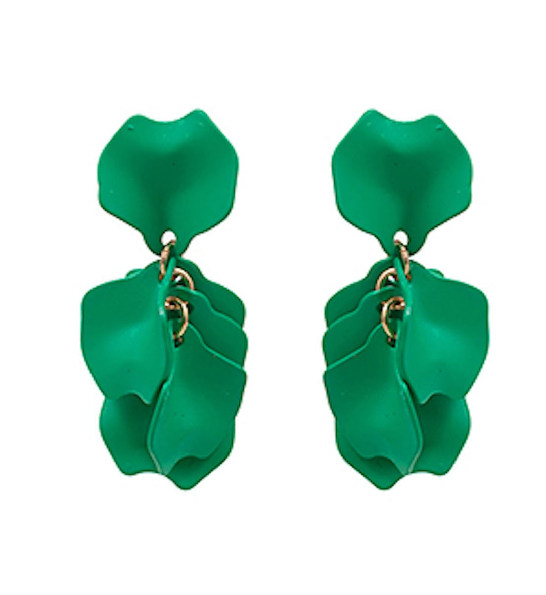 Color Coated Petal Earring - Green Womens Earrings Golden Stella 