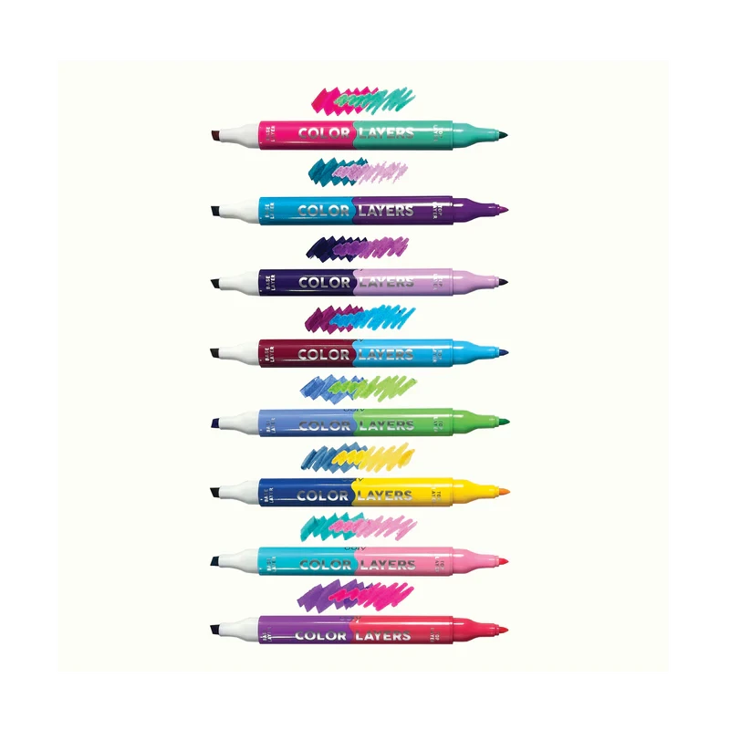 Color Layers Double Ended Layering Markers - Set of 8 Coloring Supplies Ooly 