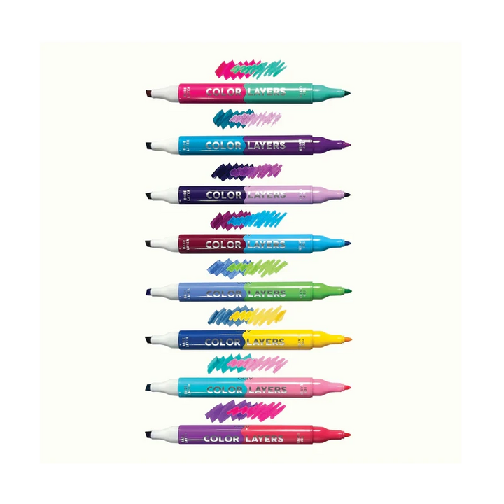 Color Layers Double Ended Layering Markers - Set of 8 Coloring Supplies Ooly 