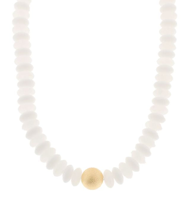 Color Rondelle Beads Necklace - White and Gold Womens Necklace Golden Stella 
