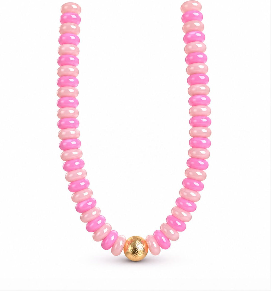 Color Rondelle Beads Necklace Womens Necklace Golden Stella Pink 
