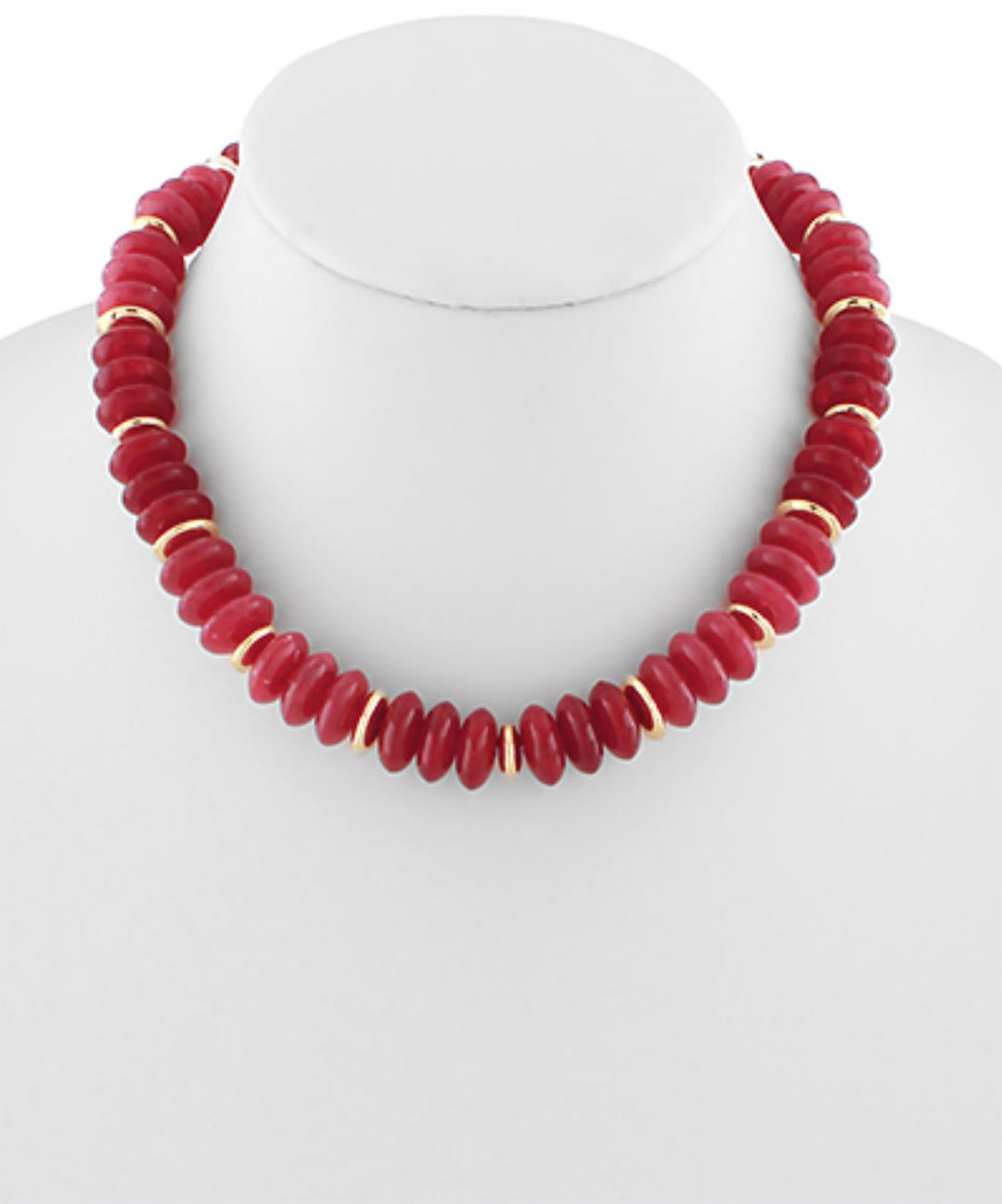 Color Wide Marble Beaded Necklace Womens Necklace Golden Stella Rich Red 