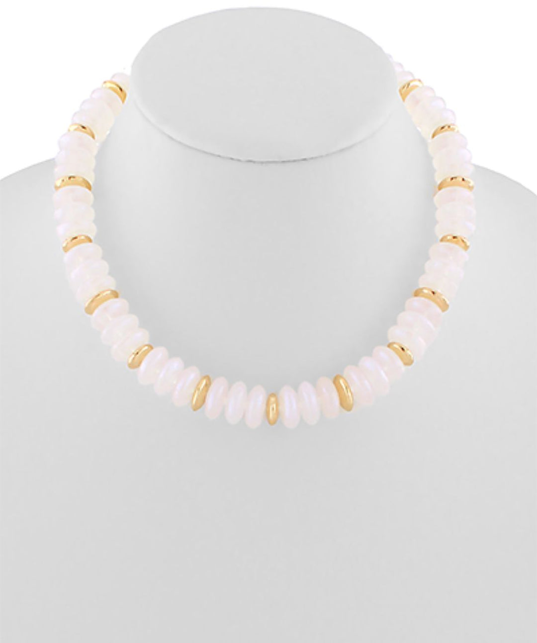Color Wide Marble Beaded Necklace Womens Necklace Golden Stella White 