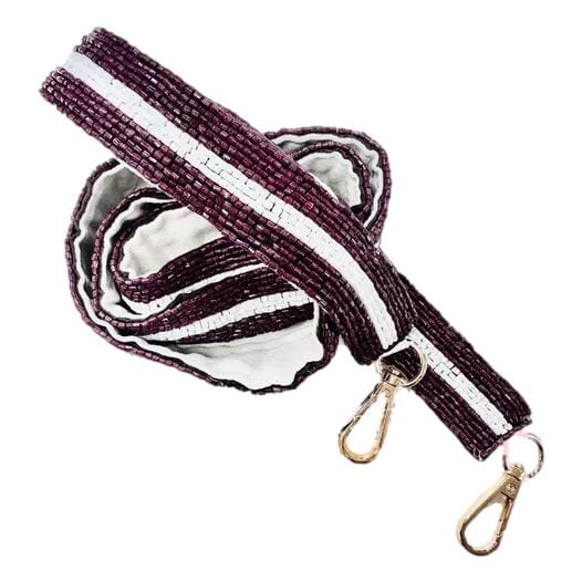 Colorblock Beaded Purse Strap - Maroon and White Purse Strap Capri Designs 