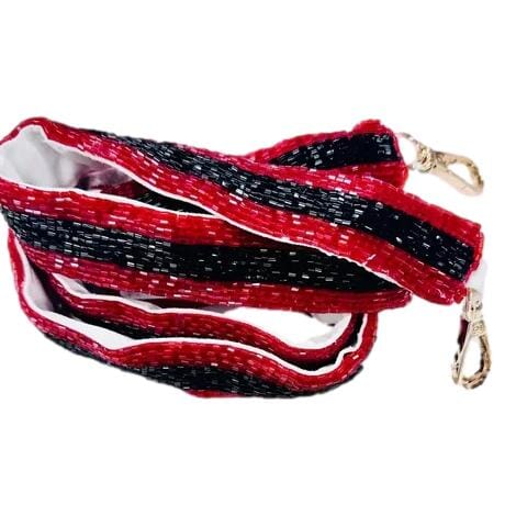 Colorblock Beaded Purse Strap - Red and Black Purse Strap Capri Designs 