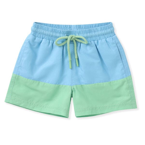 Colorblock Swim Trunks - Blue and Green Boy Bathing Suit Swoon Baby 