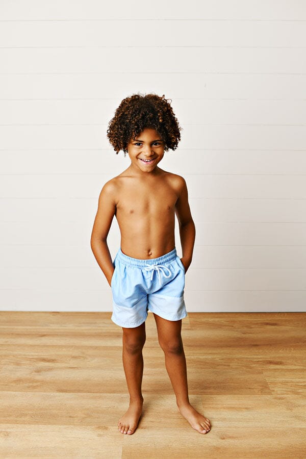 Colorblock Swim Trunks - Blues Boy Bathing Suit Swoon Baby 