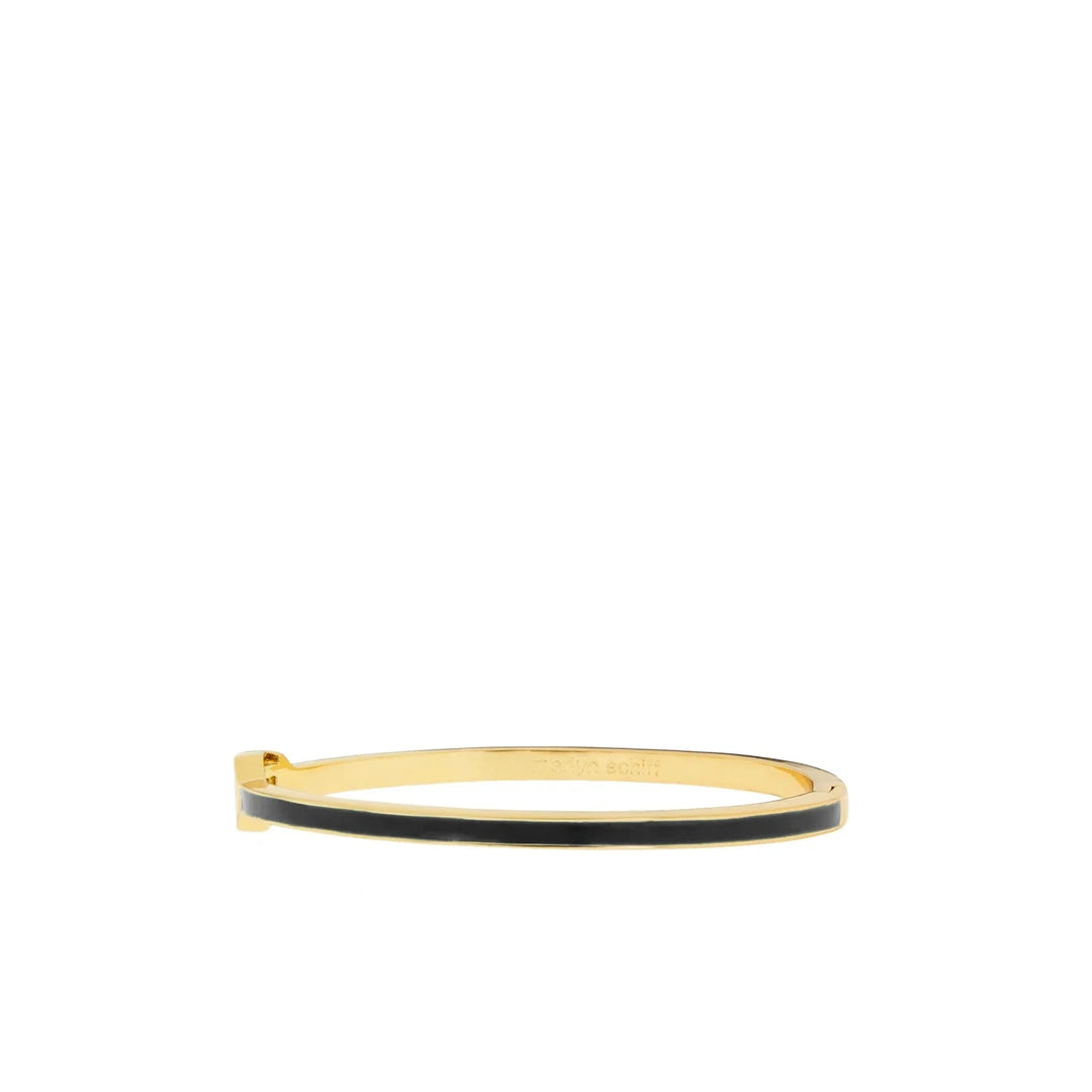 Colored Enamel Cuff Bangle - Thin Womens Bracelet Marlyn Schiff Jewelry Black 