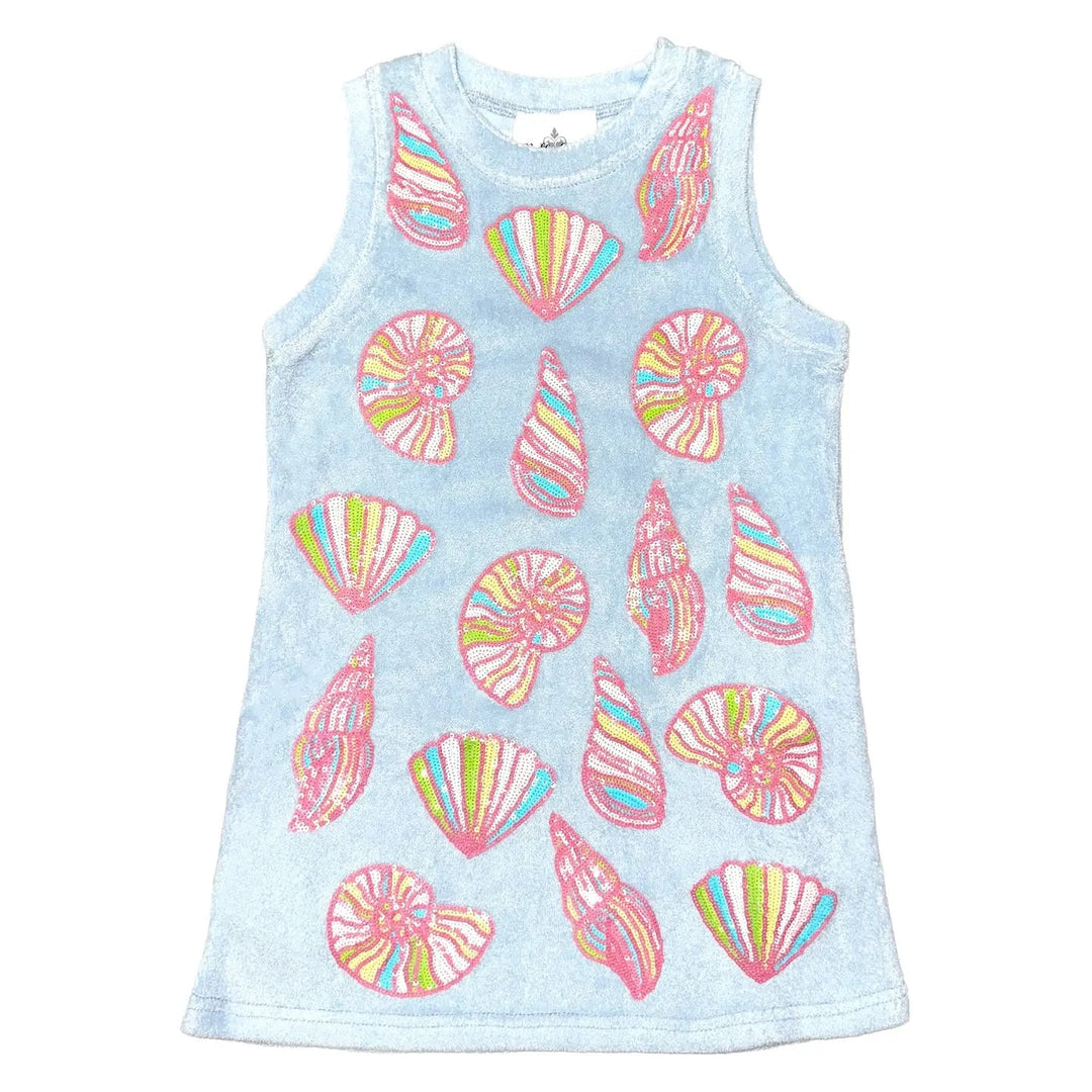 Colorful Shells Dress - Light Blue Girl Dress Little English 