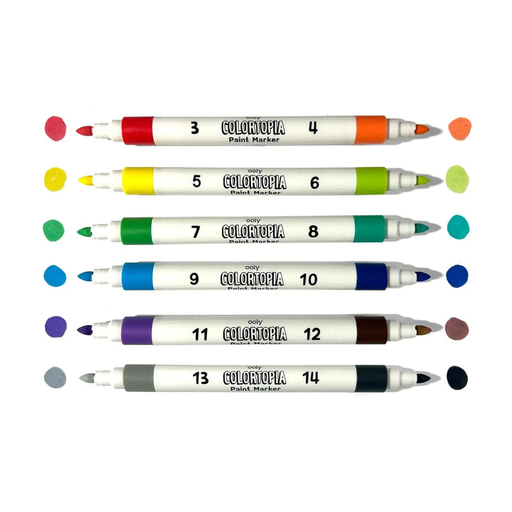 Colortopia Paint Marker by Number Kit - Epic Adventures 8pc Coloring Supplies Ooly 