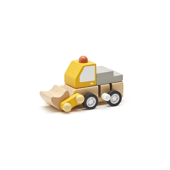 Construction Vehicle Hand-Crafted Wooden Wind-Up Truck Activity Toys Two's Company Bulldozer 
