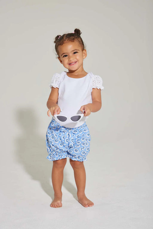 Contrast Sleeve Onesie - White Eyelet Girl Bubble Bisby 