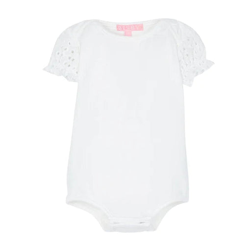 Contrast Sleeve Onesie - White Eyelet Girl Bubble Bisby 