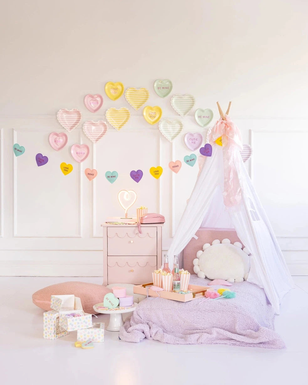 Conversation Hearts Dessert Plate Set - 8 Count Paper Plates My Mind's Eye 